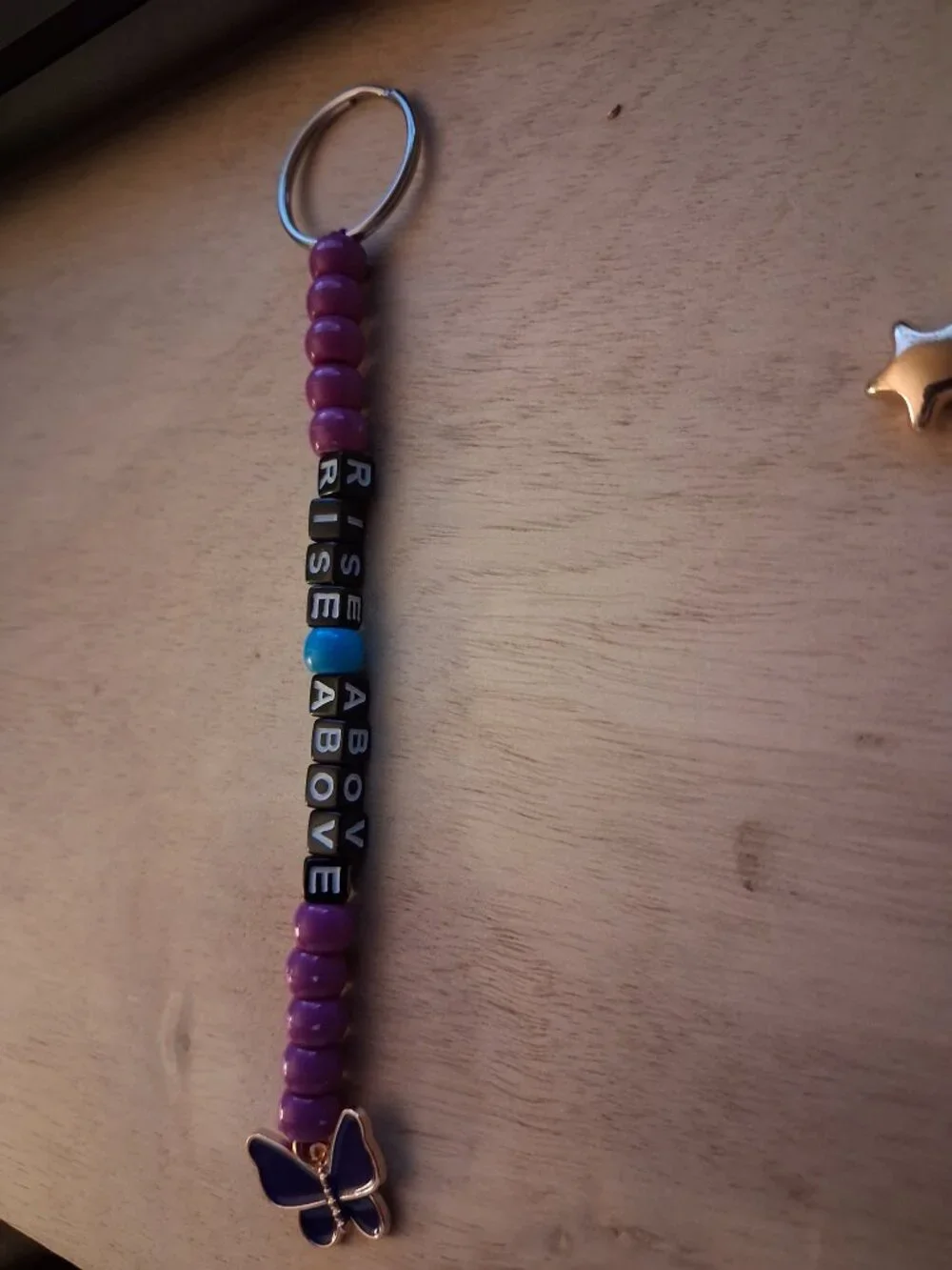 Handmade Rise Above Keychain | DV Survivor Gift | Purple Butterfly Awareness